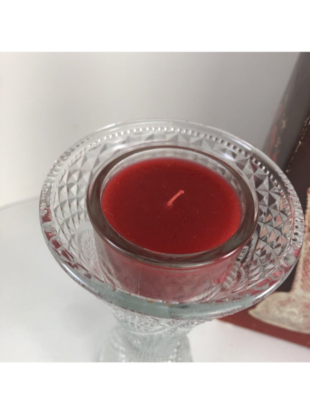 Vintage AVON Fostoria Heart and Diamond Convertible Candlestick American Glass - Picture 2 of 8